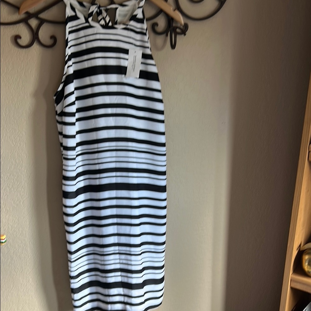 Black and White Striped Sleeveless Dress